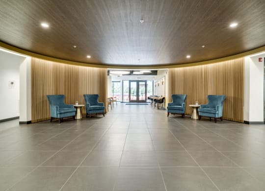 Entryway of leasing office at The Conrad near UNMC in the Blackstone District Omaha NE 68105