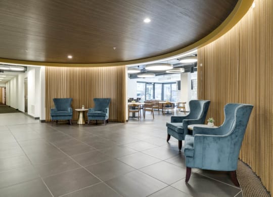 Entrance to amenity space at The Conrad near UNMC in the Blackstone District Omaha NE 68105
