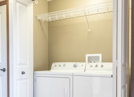 Washer and dryer included in each unit at The Flats at 84 in southeast Lincoln NE 68516
