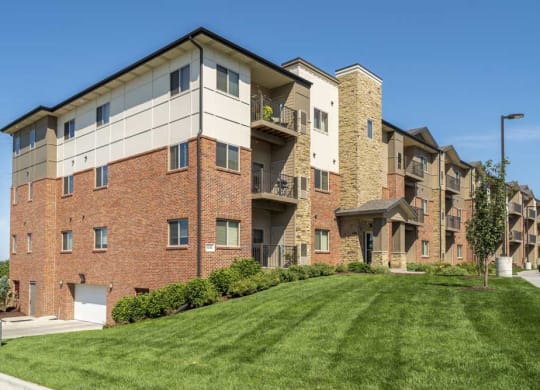 Underground parking and balconies at The Flats at 84 in southeast Lincoln NE 68516