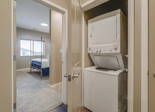 Washer and dryer are included in every floorplan at The Flats at Shadow Creek new luxury apartments in east Lincoln NE 68520