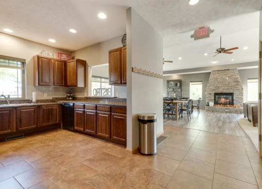 a kitchen in the clubhouse at Grand Legacy in Omaha, NE