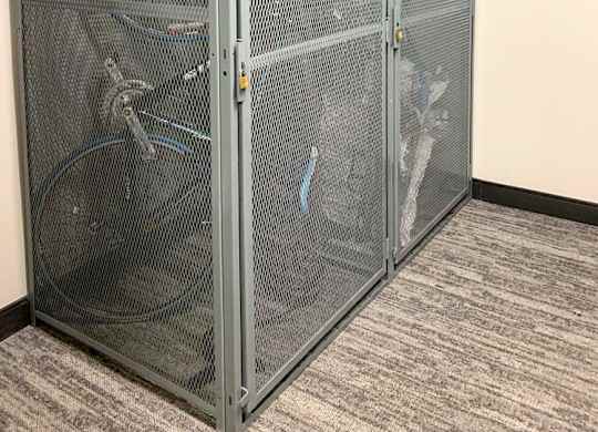 a metal mesh storage locker