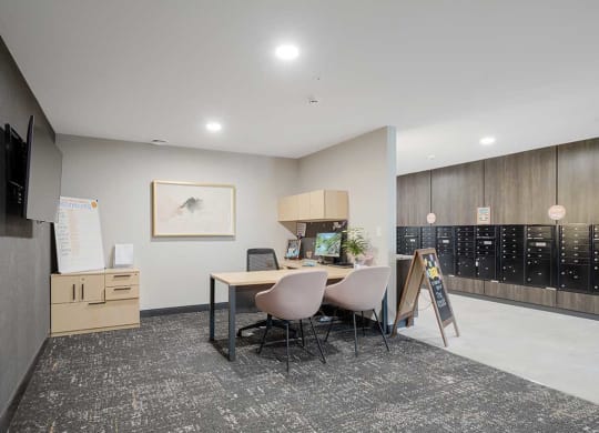 The front leasing office in the Knock Apartments clubhouse