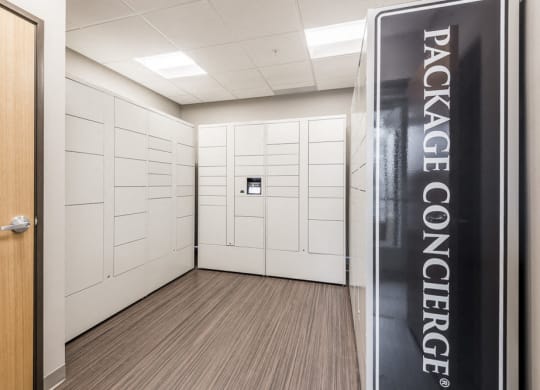 Package receiving room with individual lockers at The Preserve in Bloomington, MN