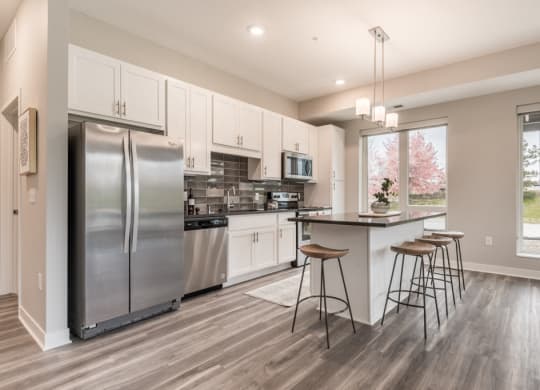 Interiors- Design A-White cabinets and dark countertops-The Preserve at Normandale Lake