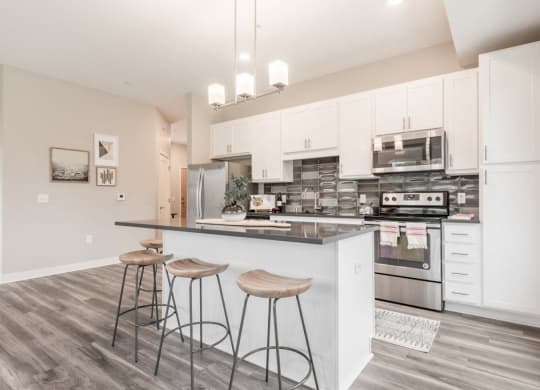 Interiors- Design A-White cabinets and dark countertops-The Preserve at Normandale Lake