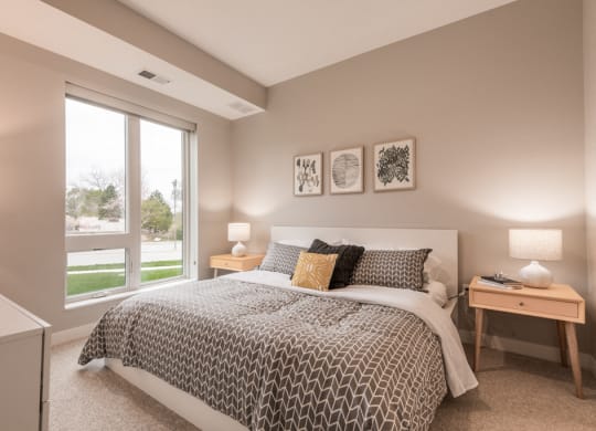 Interiors- Bedroom with natural light at The Preserve at Normandale Lake