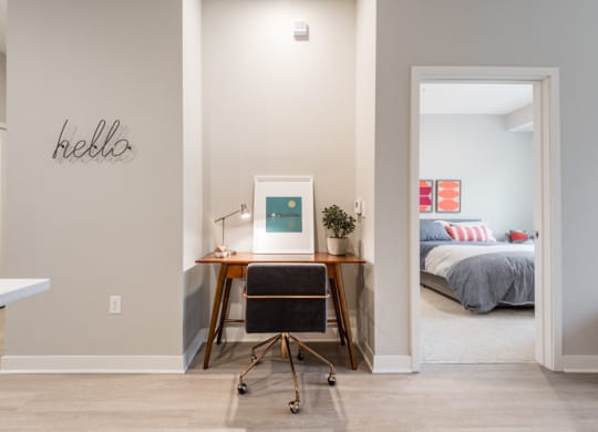Interiors- Office space and bedroom view at The Preserve at Normandale Lake in Bloomington, MN