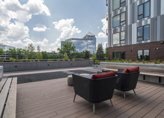 Sitting area with wonderful views of Bloomington.