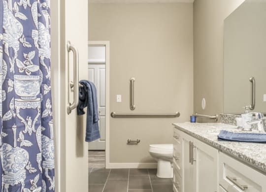Interiors-1 bedroom master bath with granite countertops