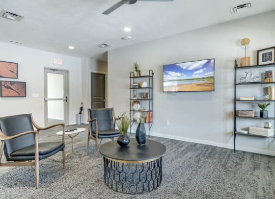 Leasing lounge at The Villas at Falling Waters townhomes for rent in West Omaha