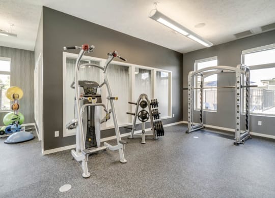Fitness center equipment at The Villas at Falling Waters in west Omaha NE