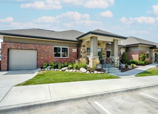 Exterior of the welcome center at The Villas at Mahoney Park