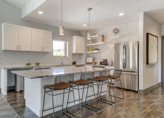 Clubhouse kitchen available for resident use and holding resident events at The Villas at Mahoney Park