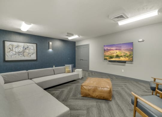 Theater room located in the clubhouse at The Villas at Mahoney Park