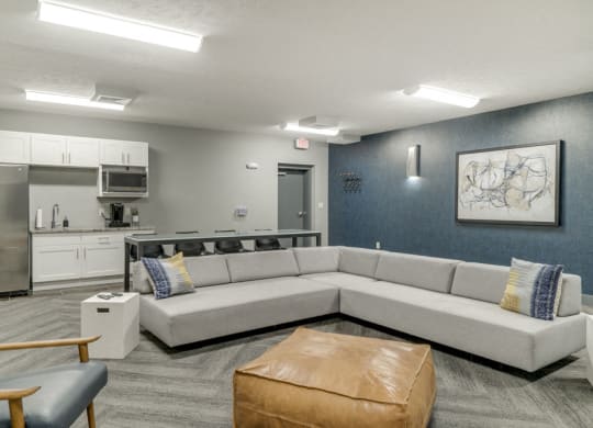 Refrigerator and microwave in the theater room at The Villas at Mahoney Park