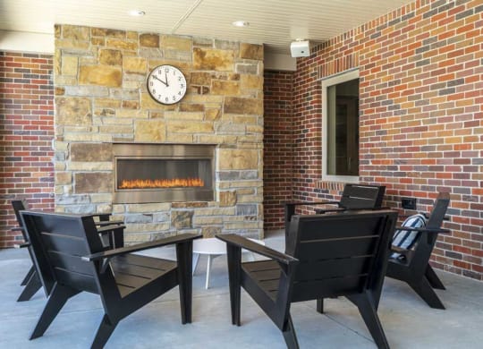 Outdoor fire place and seating at The Villas at Mahoney Park