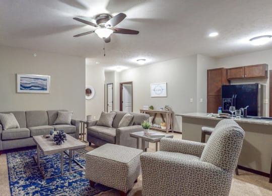 There's plenty of living space in this two-bedroom Cedar floor plan at The Villas at Wilderness Ridge