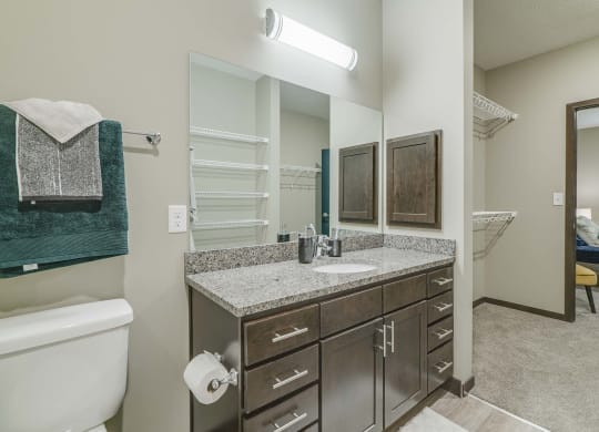 Master bathroom at WH Flats new luxury apartments in south Lincoln NE 68516