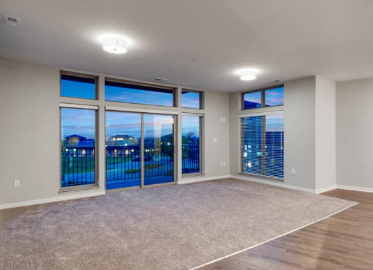 Large open floor plan living space at WH Flats