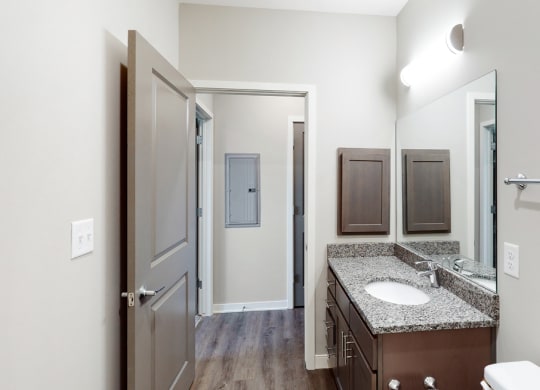 The 2 bedroom Marigold with den floor plan features 2 spacious bathrooms with granite vanity top and abundant storage.