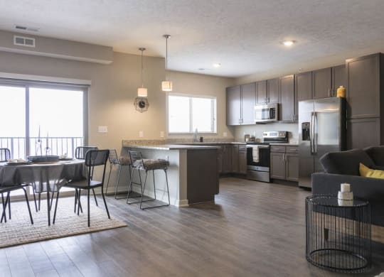 One bedroom with huge kitchen at WH Flats new luxury apartments in south Lincoln NE 68516