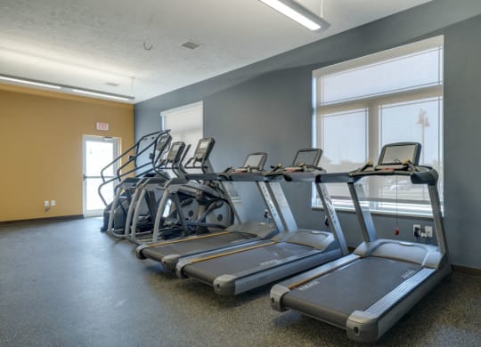 Treadmills with built-in TV screens with Netflix streaming at WH Flats apartments in south Lincoln NE