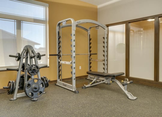 Workout equipment at WH Flats luxury apartments in south Lincoln NE