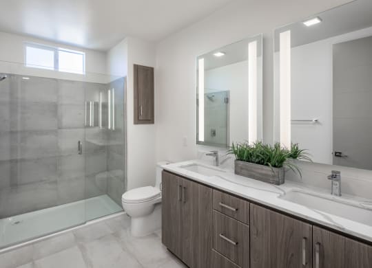 the preserve at ballantyne commons bathroom with toilet sink and shower