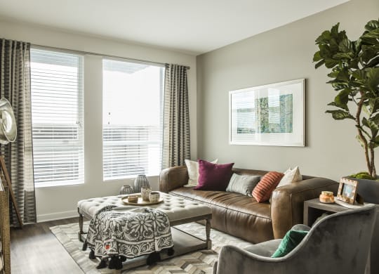photo of the furnished upscale living room in the apartment at The Q Playa, California, 90045