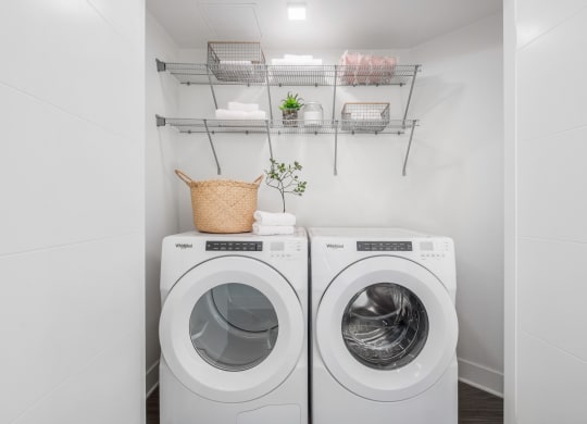 Front load washer and dryer in linen closet