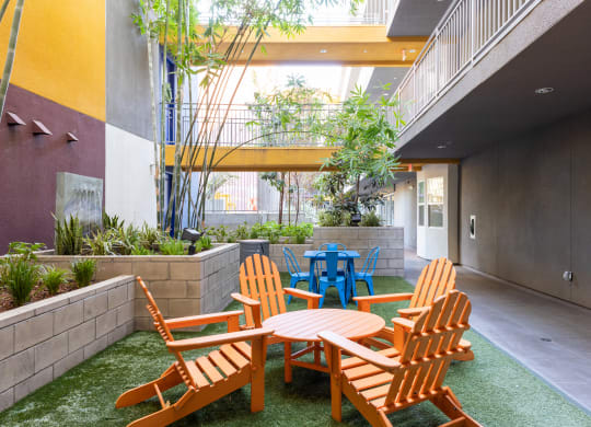 Courtyard seating at Legacy Apartments, Northridge, CA
