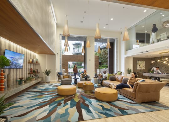 a view of the lobby at the m on hennepin apartments in minneapolis,