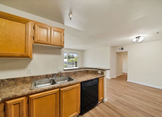 a kitchen with a sink and a dishwasher at Toscana Apartments, Van Nuys