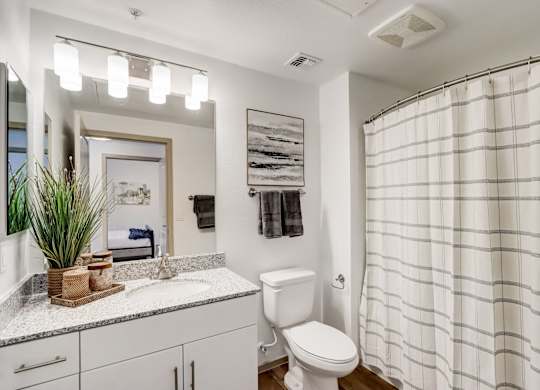 A white toilet sits next to a sink in a bathroom.