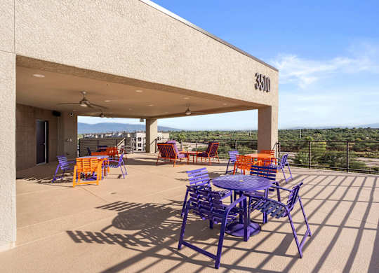Clubhouse, Leasing, Office, Outdoor, Tables, Chairs, Lounge
