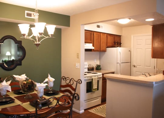 Kitchen and living with dining at Deercross Apartments, Cincinnati, OH, 45236
