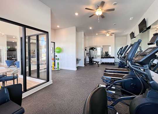 Gym with Exercise Equipment at Hebron Station Apartments, Hebron, KY