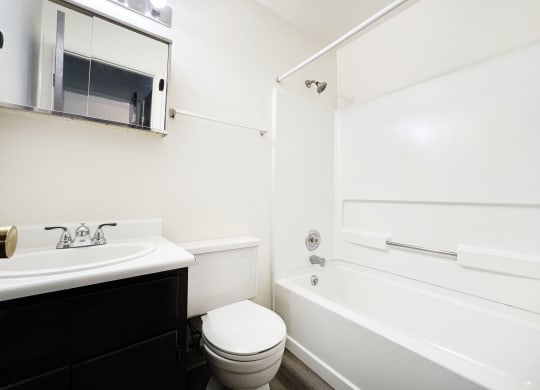 a bathroom with a sink toilet and a bath tub at Four Worlds Apartments, Cincinnati, OH 45231