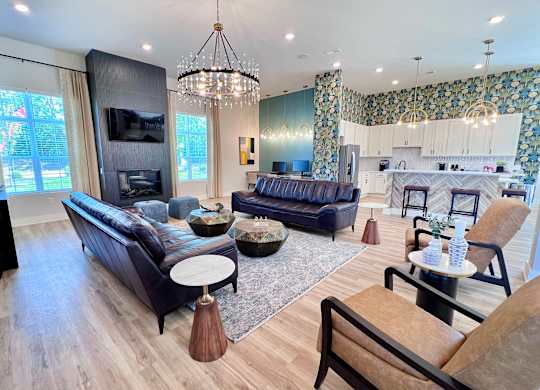 Contemporary Lobby Area at Hebron Station Apartments, Hebron, KY, 41048