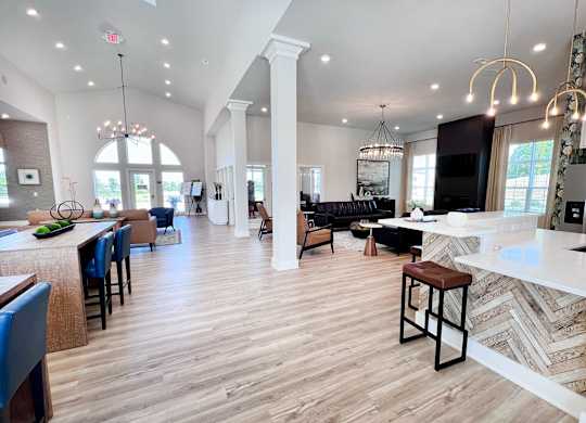 Clubhouse with Wooden Floors at Hebron Station Apartments, Kentucky, 41048