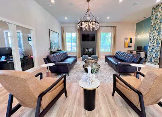Clubhouse Living Space at Hebron Station Apartments, Hebron