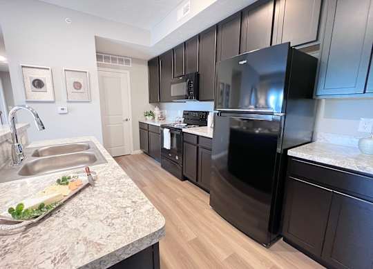 Kitchen with Microwave at Hebron Station Apartments, Hebron, KY, 41048