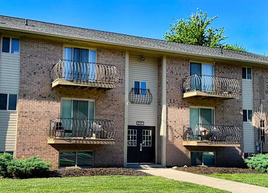 Apartment building with balconies and doors numbered 4101.