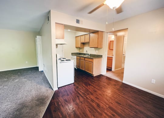 Wooden flooring in kitchen at Sharondale Woods Apartments, Cincinnati, 45241