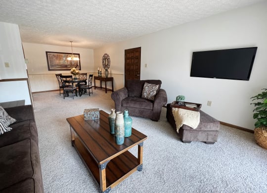 Living Room With TV  at Crestbrook Apartments & Townhomes, Kentucky, 41017