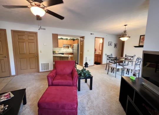 Living Room With Dining Area at Walton Ridge Apartments, Walton