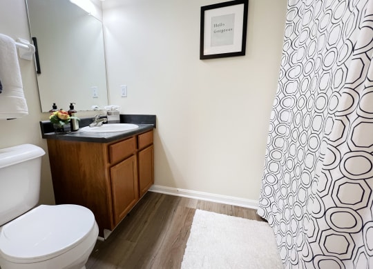 a bathroom with a toilet and a sink and a shower at Residences at Northgate Crossing, Ohio, 43235