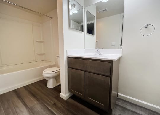 Bathroom with sink and cabinet at Deercross Apartments, Cincinnati